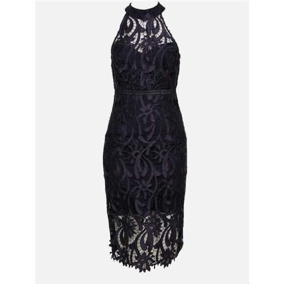 Bardot Isa Crochet Lace Cocktail Sheath Dress French Black Size L 10 NWT - Picture 12 of 12